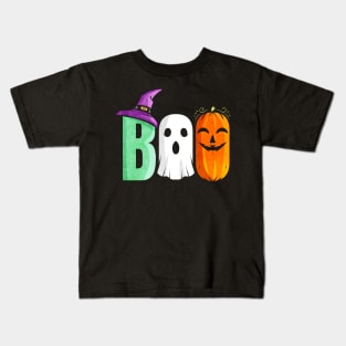 The Three Boo Witch Ghost Pumpkin Costume Halloween Kids T-Shirt